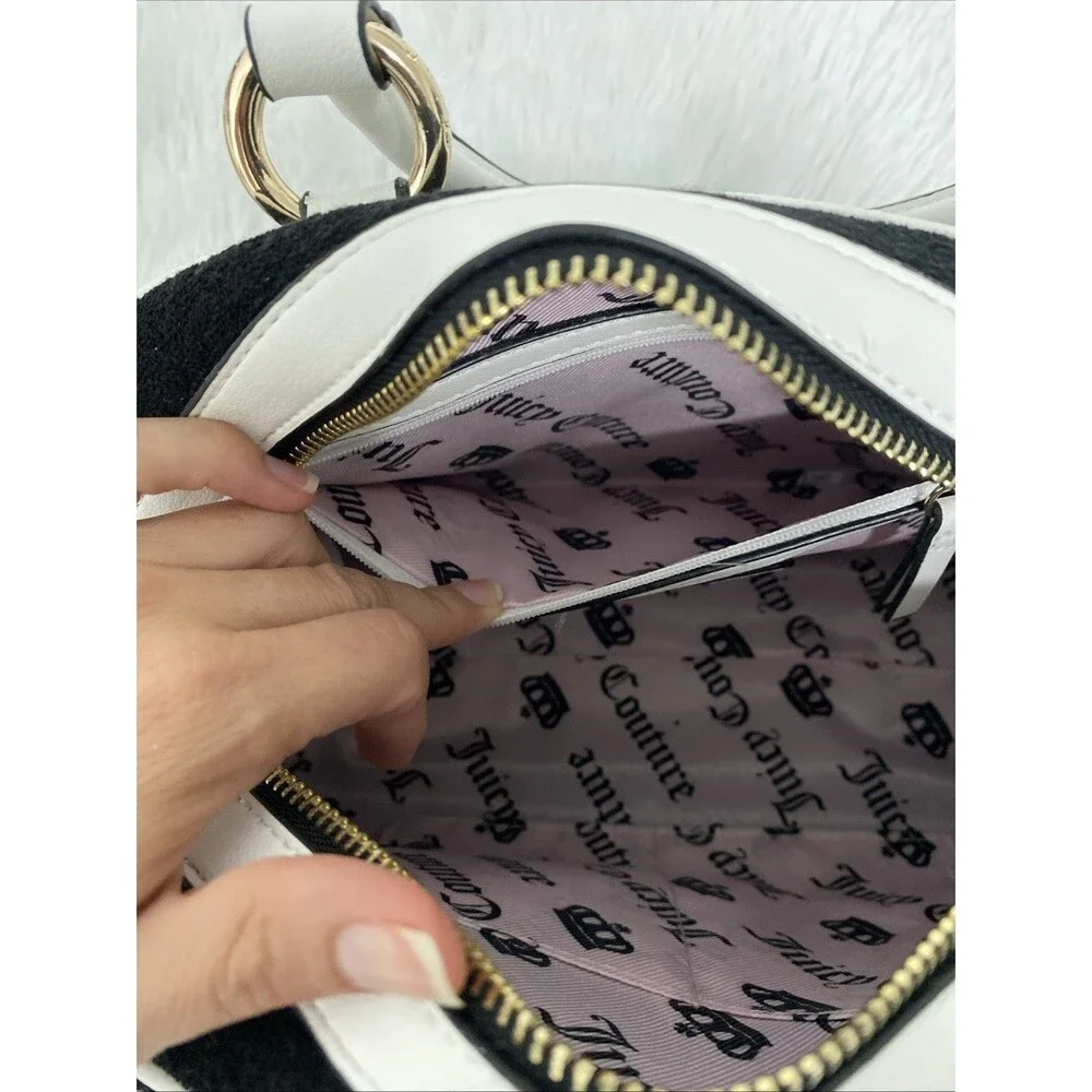 Juicy Couture Sweet N Juicy Apple Satchel Duffle Bag Terry Black Heart Charm